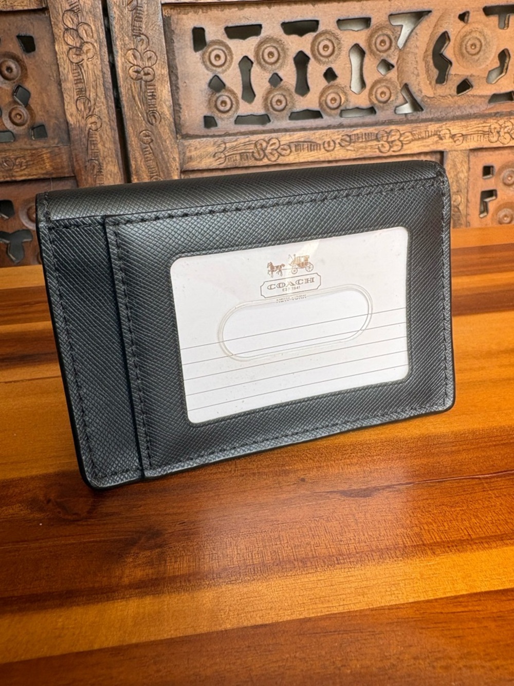 NWOT COACH Darcy Black Leather Business Card Case Wallet - Picture 5 of 8